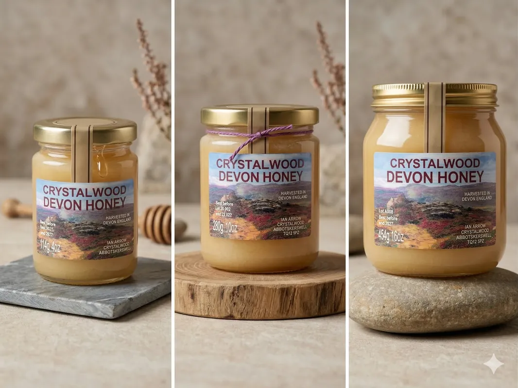 Jars of golden honey